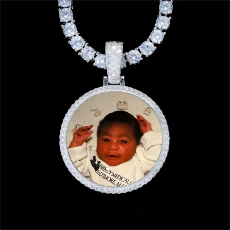 925S & VVS Moissanite 3D Circle Custom Picture Pendant sold by The GUU Shop