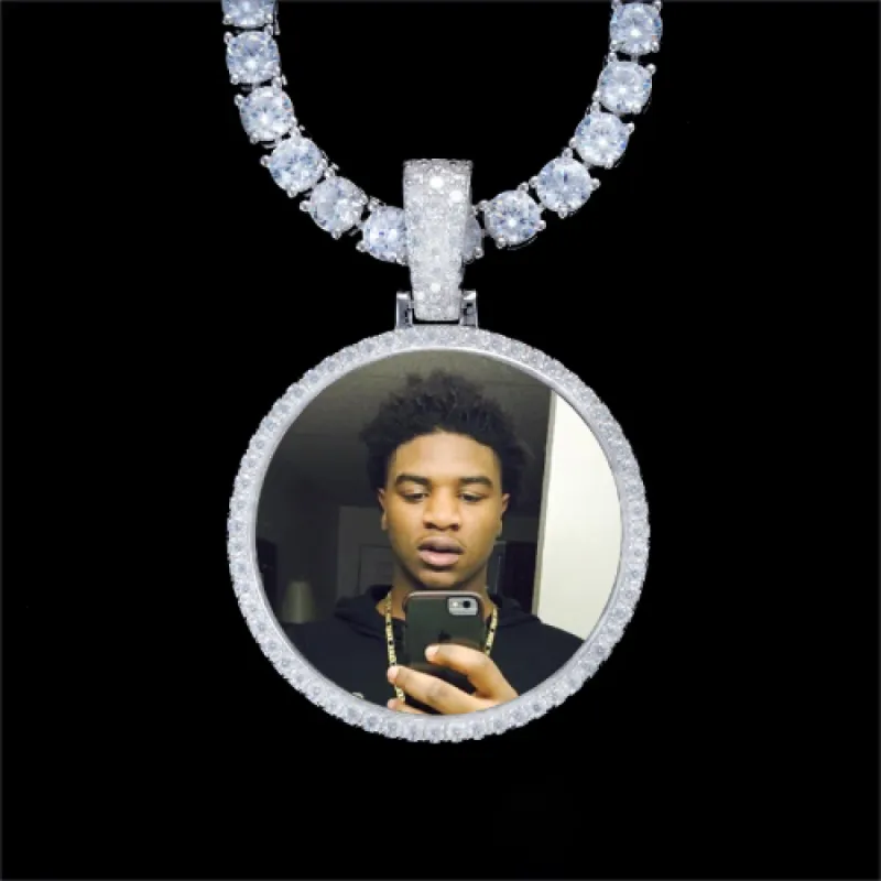 925S & VVS Moissanite 3D Circle Custom Picture Pendant sold by The GUU Shop
