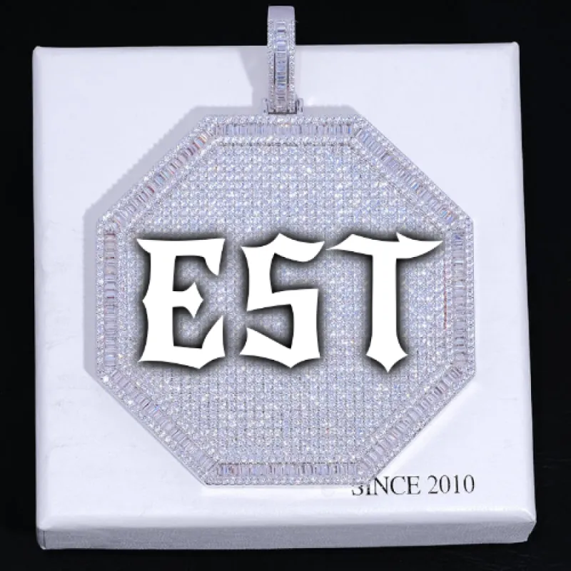 CUSTOM LETTER NECKLACE 3D BIG OCTAGON sold by The GUU Shop