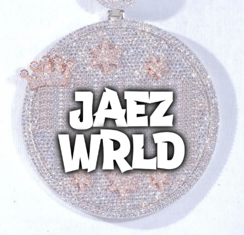 CUSTOM LETTER NECKLACE 3D BIG CROWN DISC sold by The GUU Shop