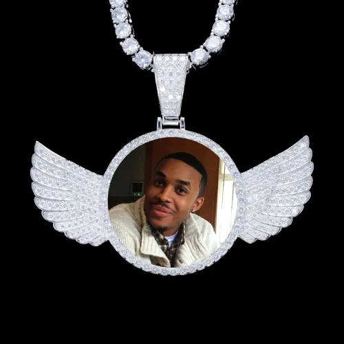 925S & VVS Moissanite 3D Wing Custom Picture Pendant sold by The GUU Shop