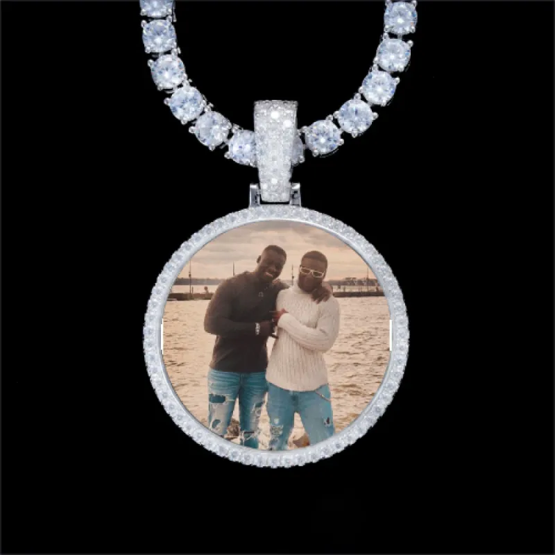 925S & VVS Moissanite 3D Circle Custom Picture Pendant sold by The GUU Shop
