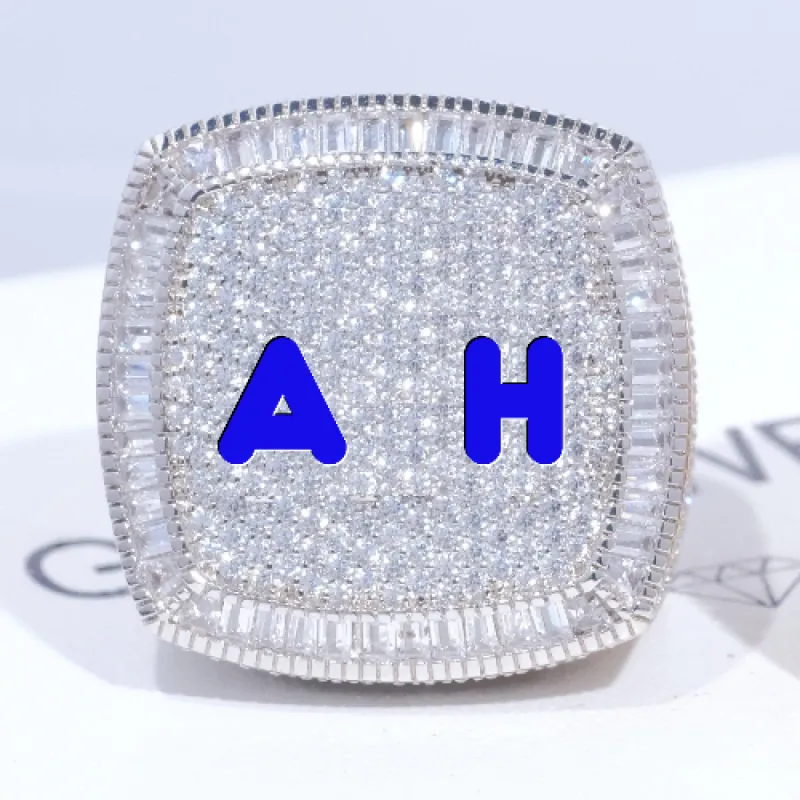 CUSTOM LETTER 3D ICED RING sold by The GUU Shop