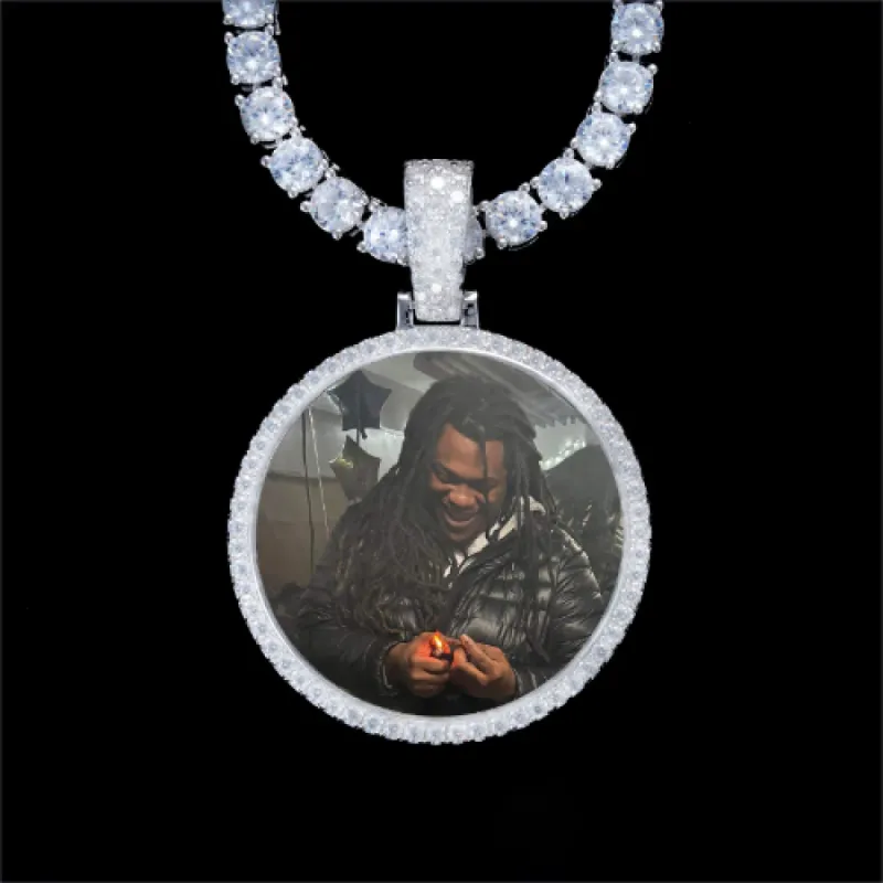 925S & VVS Moissanite 3D Circle Custom Picture Pendant sold by The GUU Shop