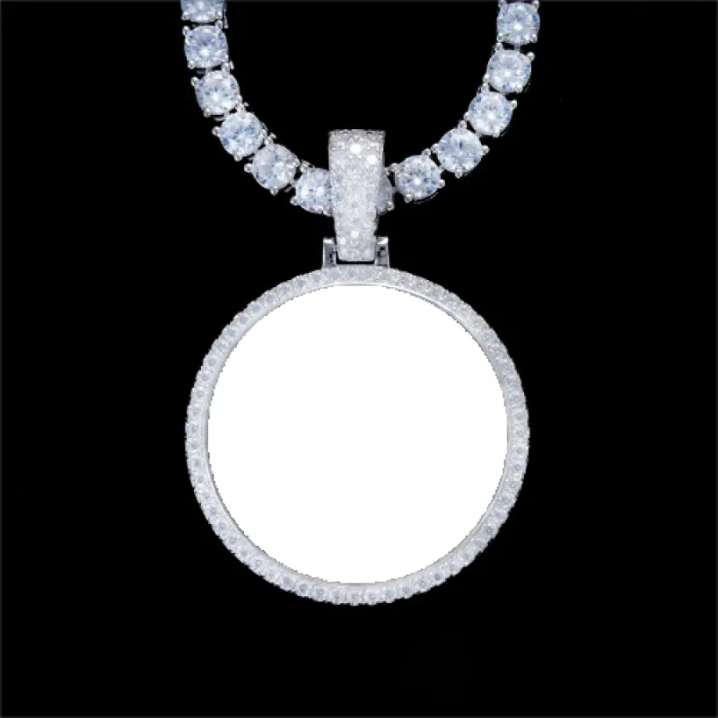925S & VVS Moissanite 3D Circle Custom Picture Pendant sold by The GUU Shop
