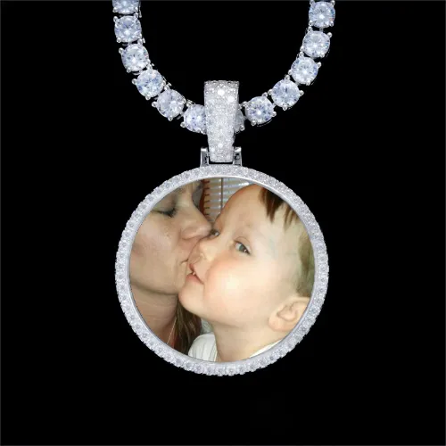 925S & VVS Moissanite 3D Circle Custom Picture Pendant sold by The GUU Shop