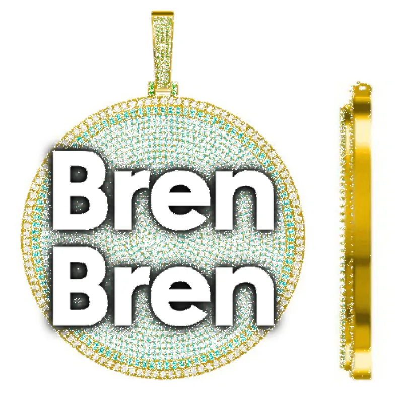 CUSTOM LETTER NECKLACE 3D BIG DISC sold by The GUU Shop