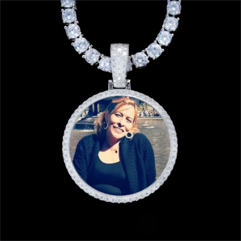 925S & VVS Moissanite 3D Circle Custom Picture Pendant sold by The GUU Shop