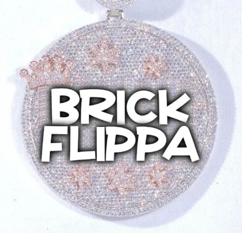 CUSTOM LETTER NECKLACE 3D BIG CROWN DISC sold by The GUU Shop