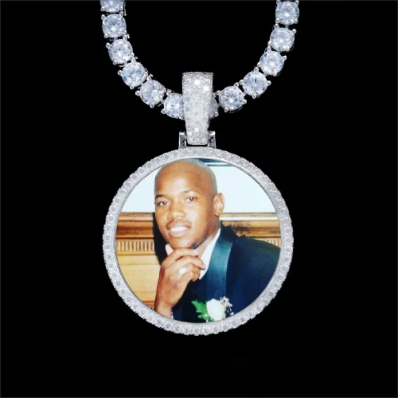 925S & VVS Moissanite 3D Circle Custom Picture Pendant sold by The GUU Shop