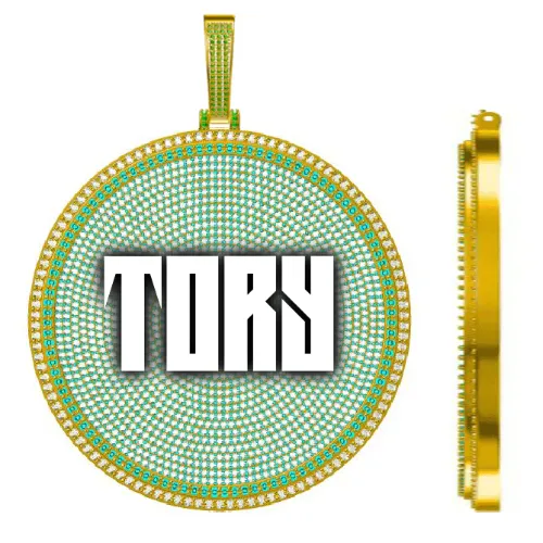 CUSTOM LETTER NECKLACE 3D BIG DISC sold by The GUU Shop