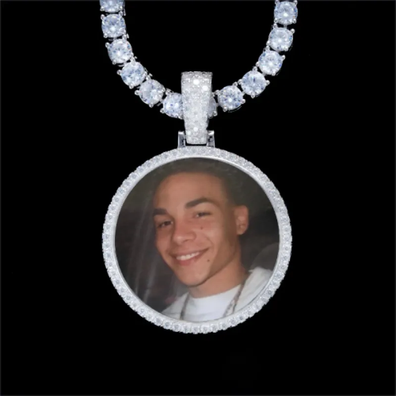 925S & VVS Moissanite 3D Circle Custom Picture Pendant sold by The GUU Shop