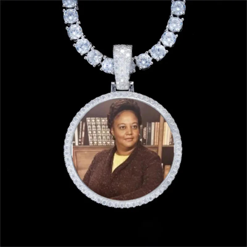 925S & VVS Moissanite 3D Circle Custom Picture Pendant sold by The GUU Shop