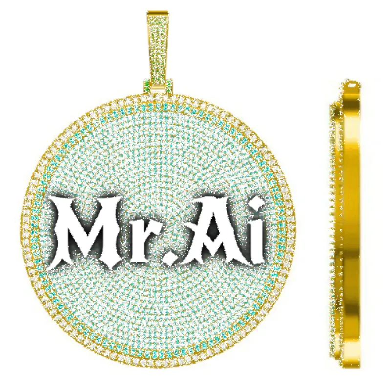 CUSTOM LETTER NECKLACE 3D BIG DISC sold by The GUU Shop