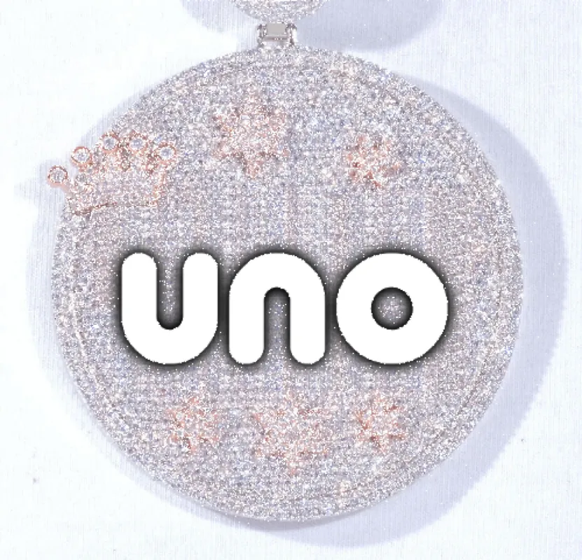 CUSTOM LETTER NECKLACE 3D BIG CROWN DISC sold by The GUU Shop