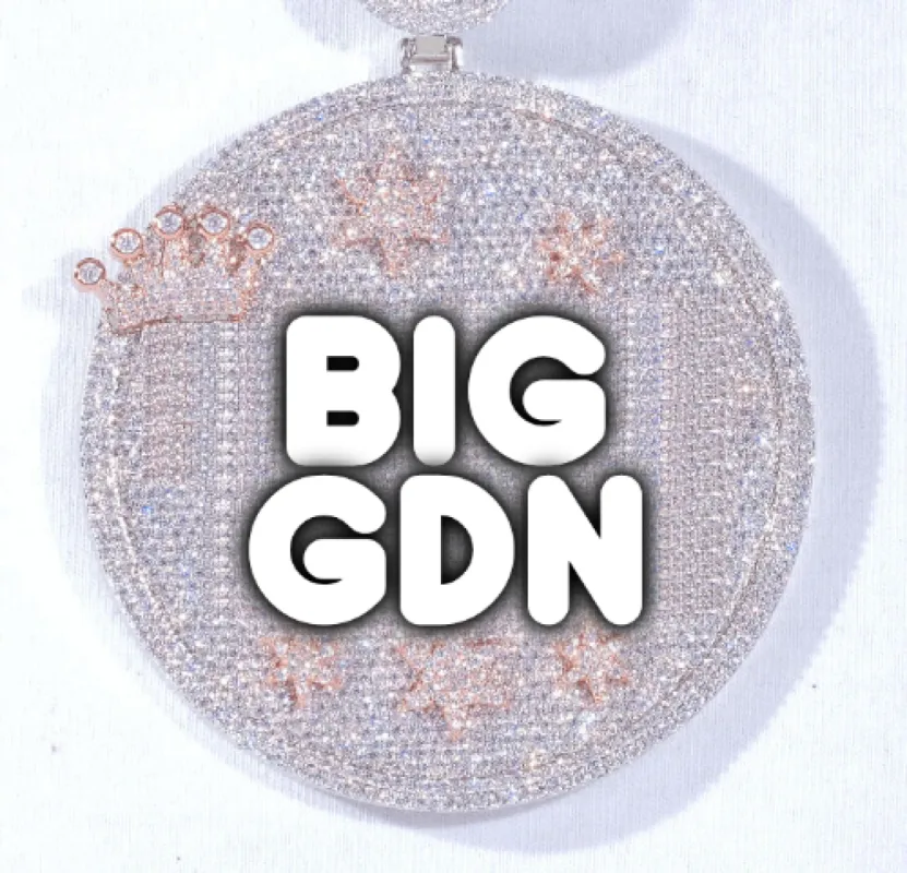 CUSTOM LETTER NECKLACE 3D BIG CROWN DISC sold by The GUU Shop
