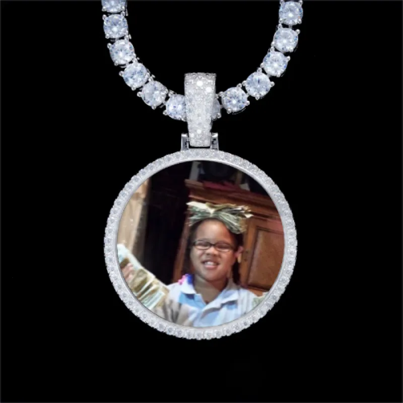 925S & VVS Moissanite 3D Circle Custom Picture Pendant sold by The GUU Shop