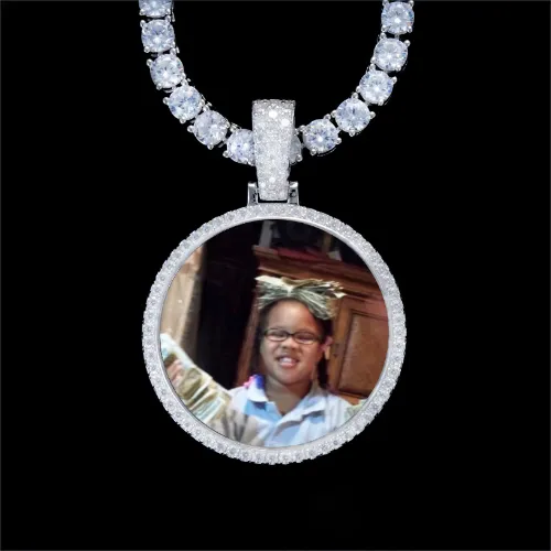 925S & VVS Moissanite 3D Circle Custom Picture Pendant sold by The GUU Shop