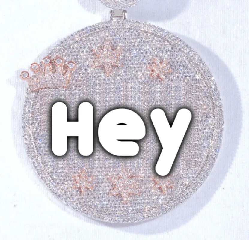 CUSTOM LETTER NECKLACE 3D BIG CROWN DISC sold by The GUU Shop