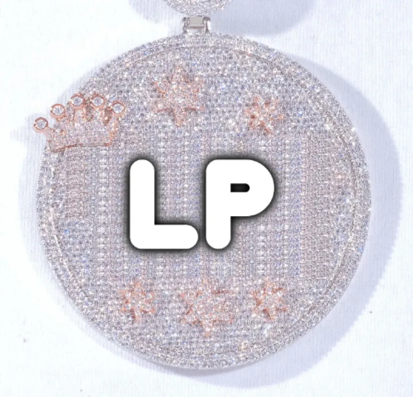 CUSTOM LETTER NECKLACE 3D BIG CROWN DISC sold by The GUU Shop