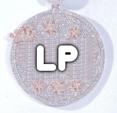 CUSTOM LETTER NECKLACE 3D BIG CROWN DISC sold by The GUU Shop