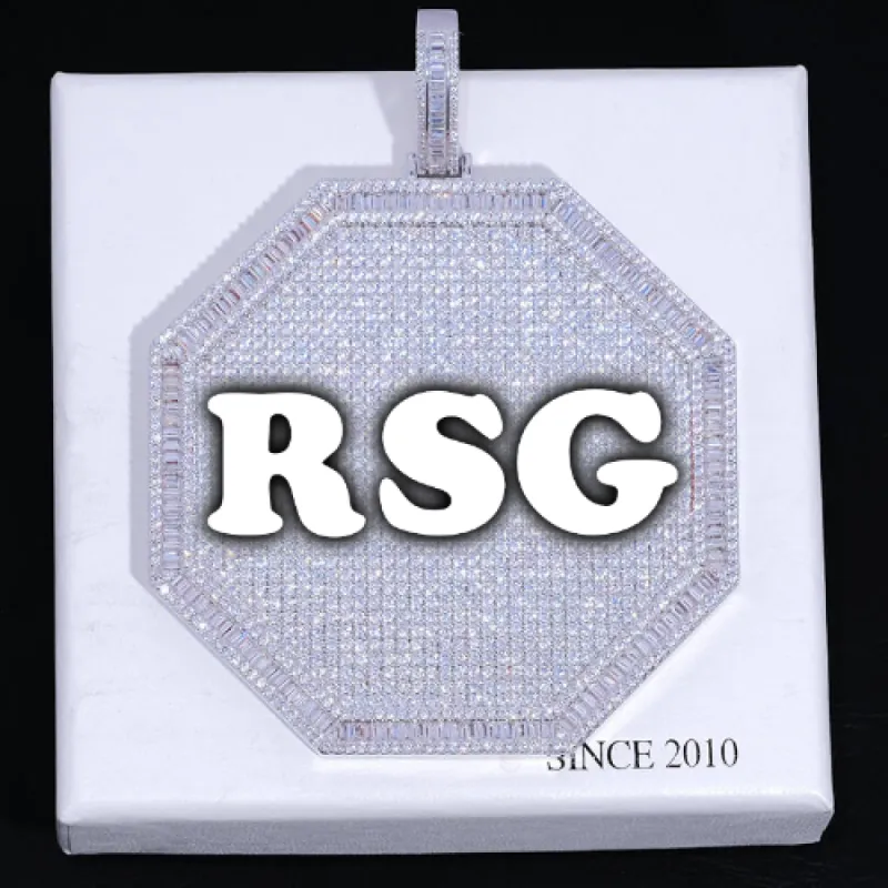 CUSTOM LETTER NECKLACE 3D BIG OCTAGON sold by The GUU Shop