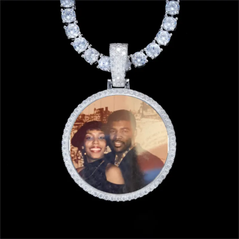 925S & VVS Moissanite 3D Circle Custom Picture Pendant sold by The GUU Shop