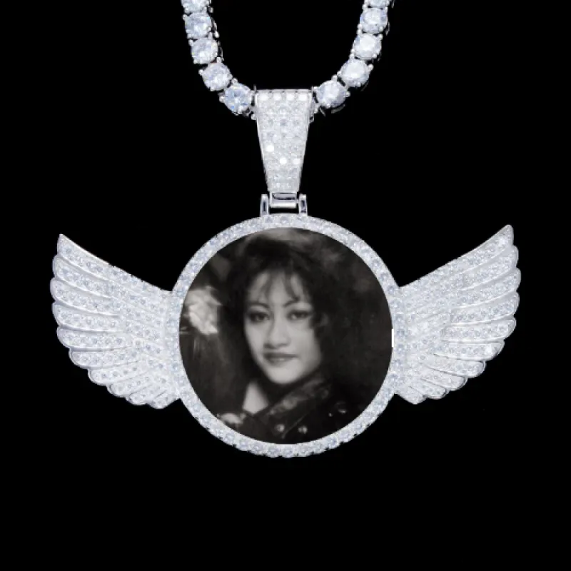 925S & VVS Moissanite 3D Wing Custom Picture Pendant sold by The GUU Shop