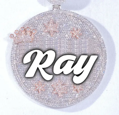 CUSTOM LETTER NECKLACE 3D BIG CROWN DISC sold by The GUU Shop