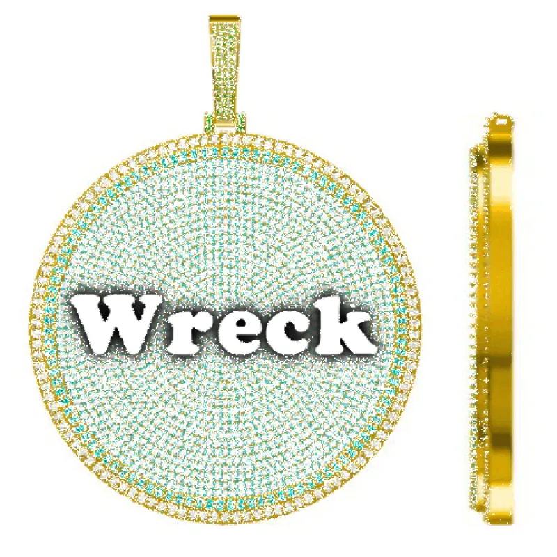 CUSTOM LETTER NECKLACE 3D BIG DISC sold by The GUU Shop