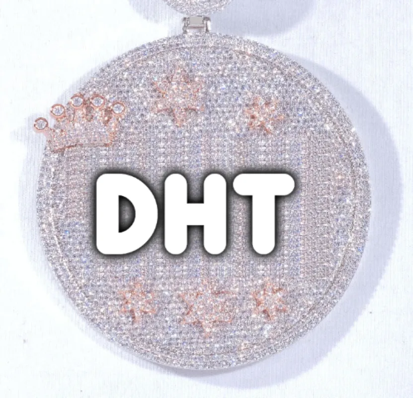 CUSTOM LETTER NECKLACE 3D BIG CROWN DISC sold by The GUU Shop