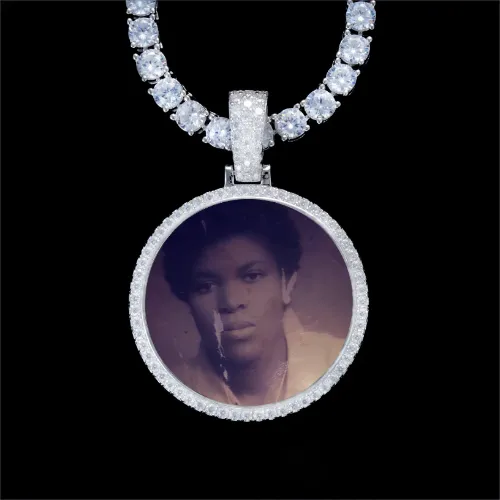 925S & VVS Moissanite 3D Circle Custom Picture Pendant sold by The GUU Shop