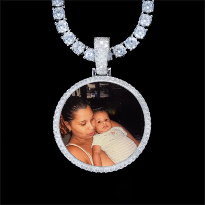 925S & VVS Moissanite 3D Circle Custom Picture Pendant sold by The GUU Shop