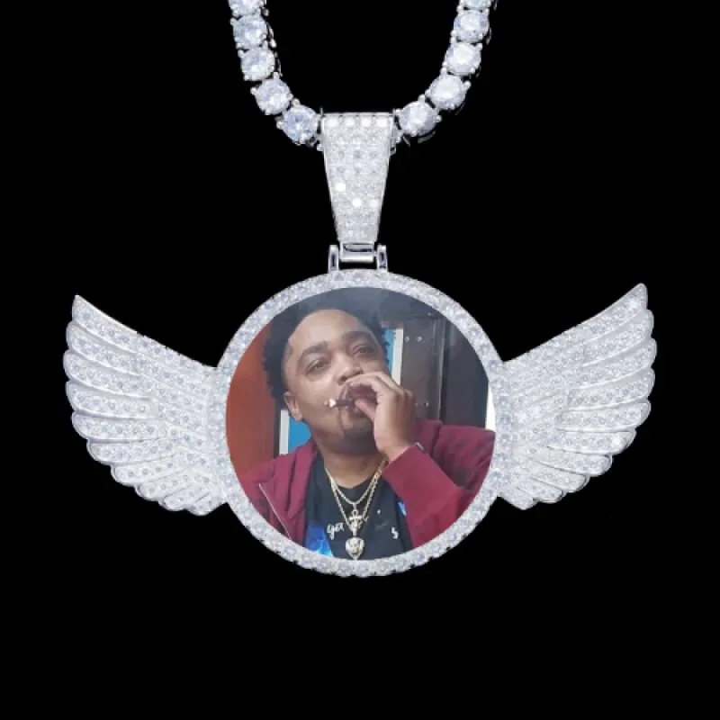 925S & VVS Moissanite 3D Wing Custom Picture Pendant made by The GUU Shop