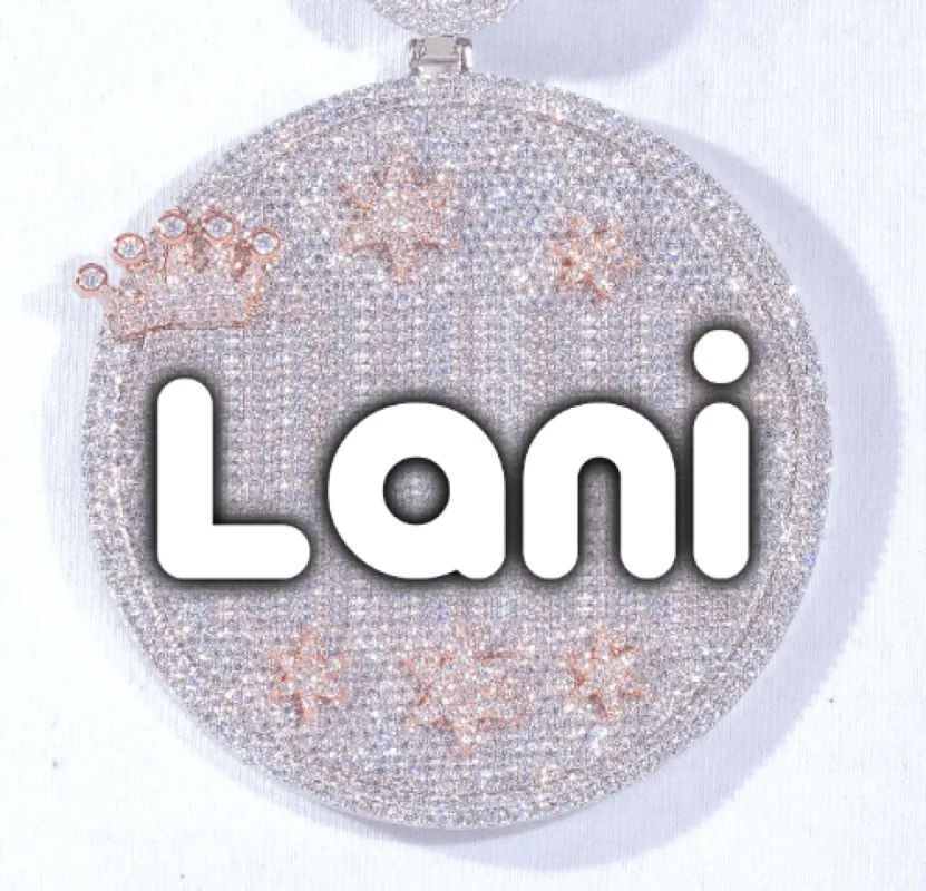 CUSTOM LETTER NECKLACE 3D BIG CROWN DISC sold by The GUU Shop