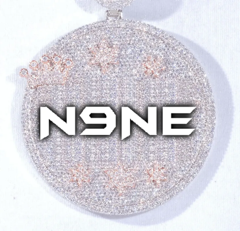 CUSTOM LETTER NECKLACE 3D BIG CROWN DISC sold by The GUU Shop