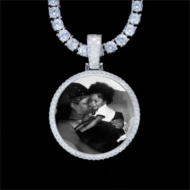 925S & VVS Moissanite 3D Circle Custom Picture Pendant sold by The GUU Shop
