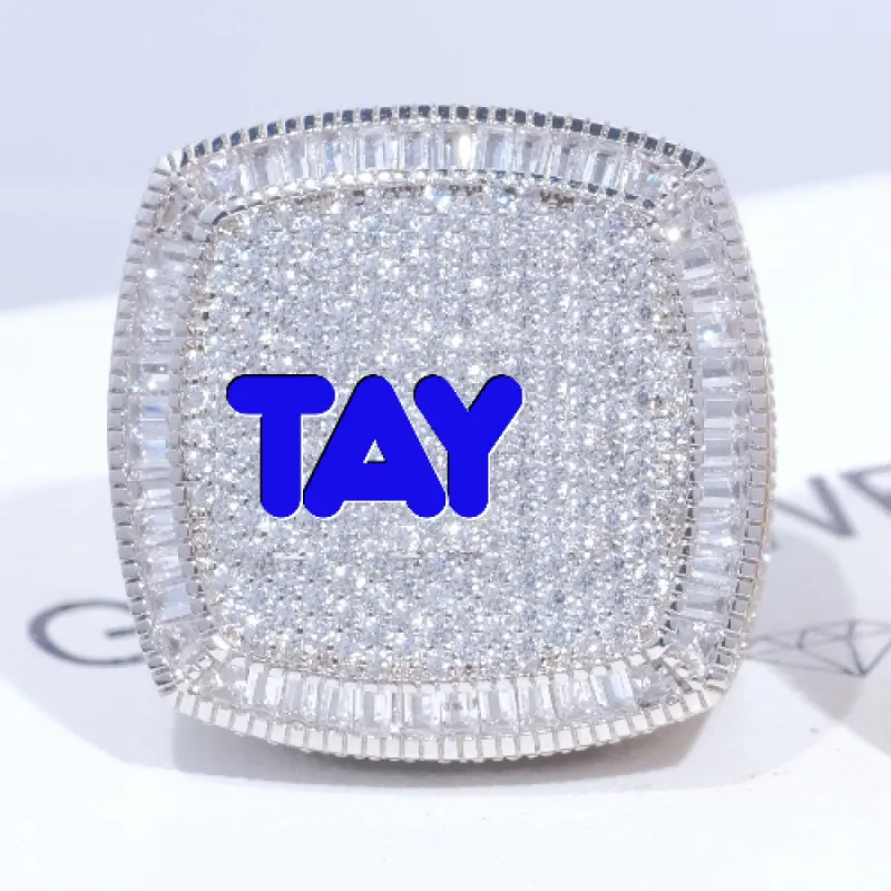 CUSTOM LETTER 3D ICED RING sold by The GUU Shop