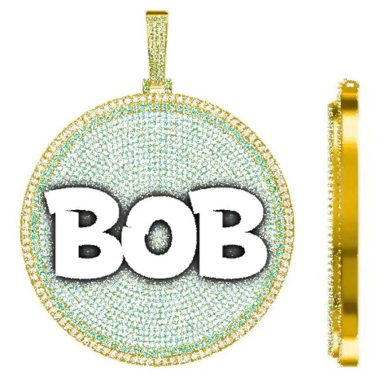 CUSTOM LETTER NECKLACE 3D BIG DISC sold by The GUU Shop