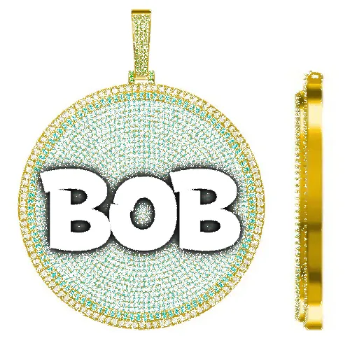 CUSTOM LETTER NECKLACE 3D BIG DISC sold by The GUU Shop