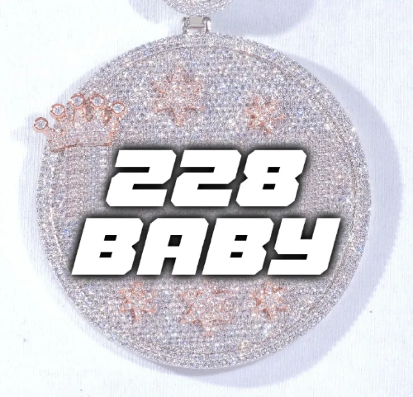 CUSTOM LETTER NECKLACE 3D BIG CROWN DISC sold by The GUU Shop