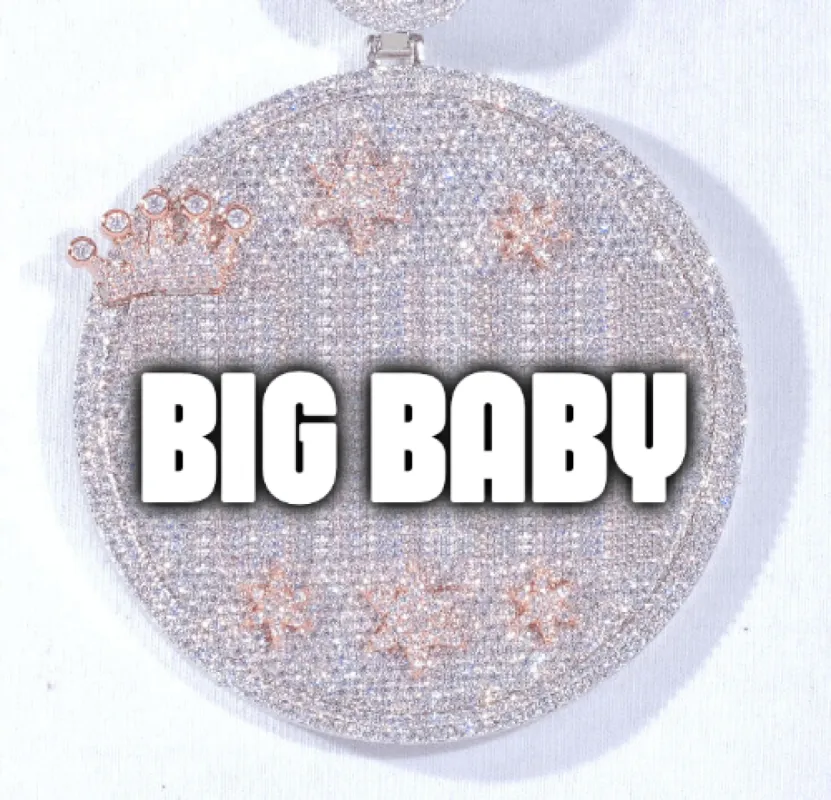 CUSTOM LETTER NECKLACE 3D BIG CROWN DISC sold by The GUU Shop