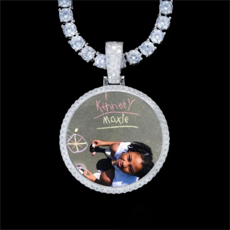 925S & VVS Moissanite 3D Circle Custom Picture Pendant sold by The GUU Shop