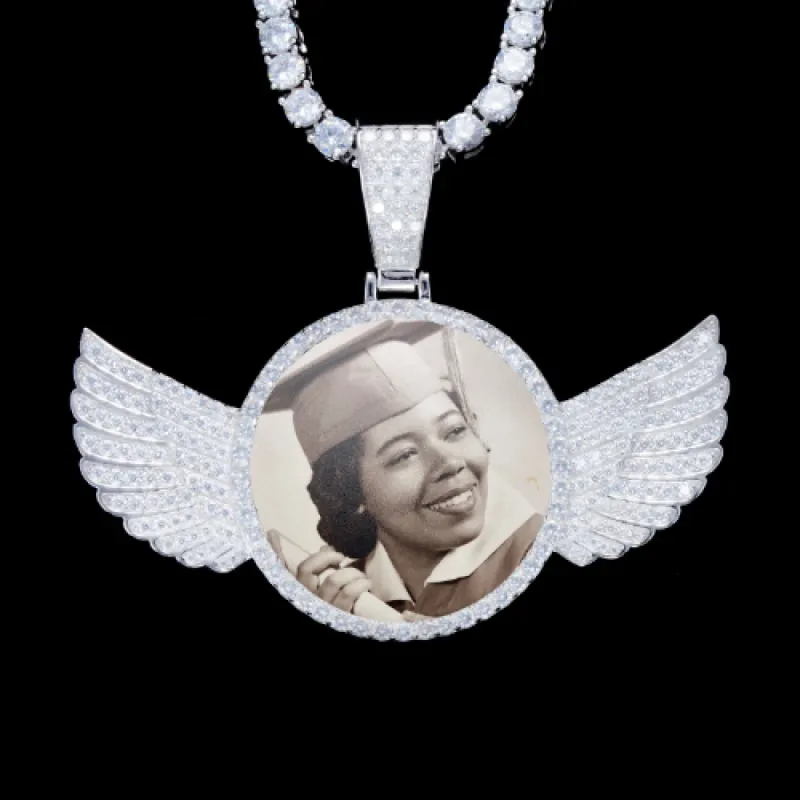 925S & VVS Moissanite 3D Wing Custom Picture Pendant sold by The GUU Shop