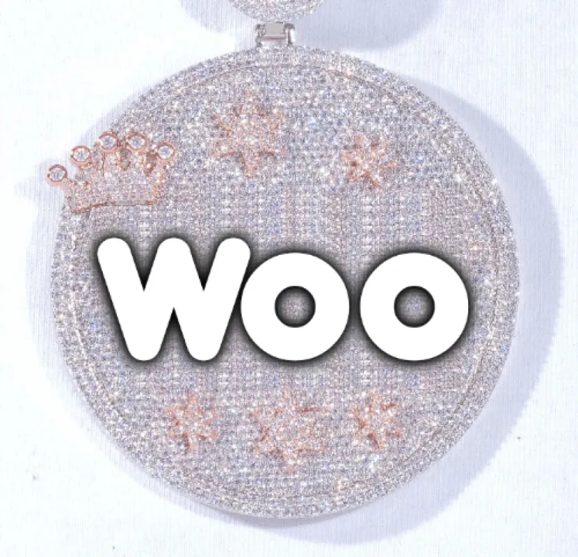 CUSTOM LETTER NECKLACE 3D BIG CROWN DISC sold by The GUU Shop