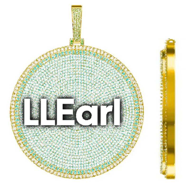 CUSTOM LETTER NECKLACE 3D BIG DISC sold by The GUU Shop