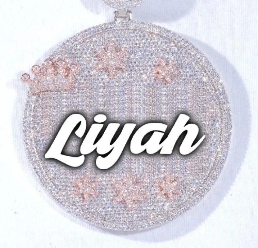 CUSTOM LETTER NECKLACE 3D BIG CROWN DISC sold by The GUU Shop