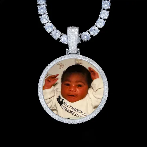 925S & VVS Moissanite 3D Circle Custom Picture Pendant sold by The GUU Shop
