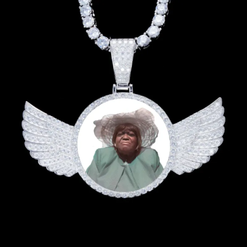 925S & VVS Moissanite 3D Wing Custom Picture Pendant sold by The GUU Shop
