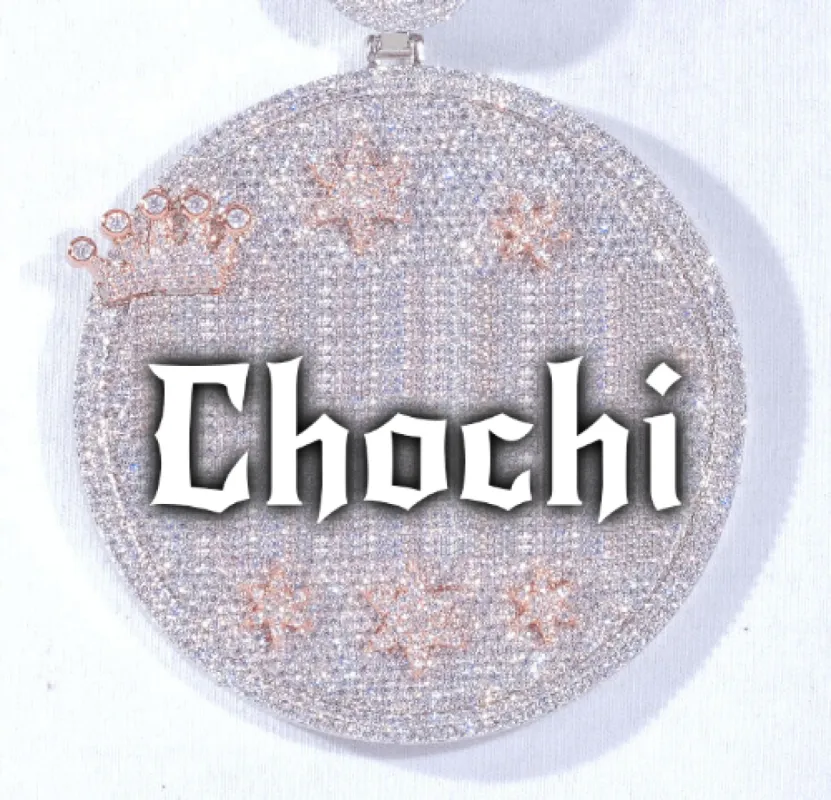 CUSTOM LETTER NECKLACE 3D BIG CROWN DISC sold by The GUU Shop